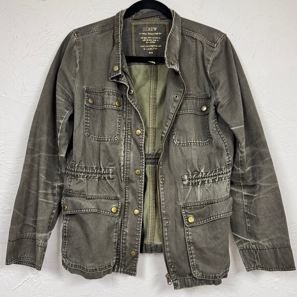 J Crew Green Utility Style Jacket Womens M Casual Lightweight Safari Grunge Fall - Picture 1 of 12